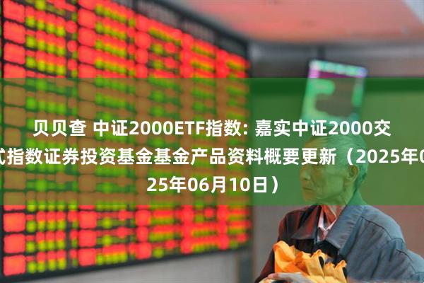 贝贝查 中证2000ETF指数: 嘉实中证2000交易型开放式指数证券投资基金基金产品资料概要更新（2025年06月10日）