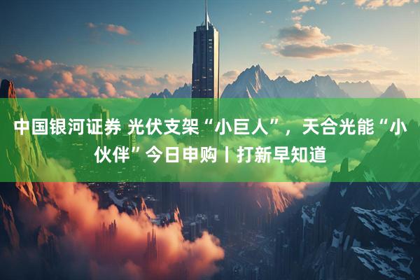 中国银河证券 光伏支架“小巨人”，天合光能“小伙伴”今日申购丨打新早知道